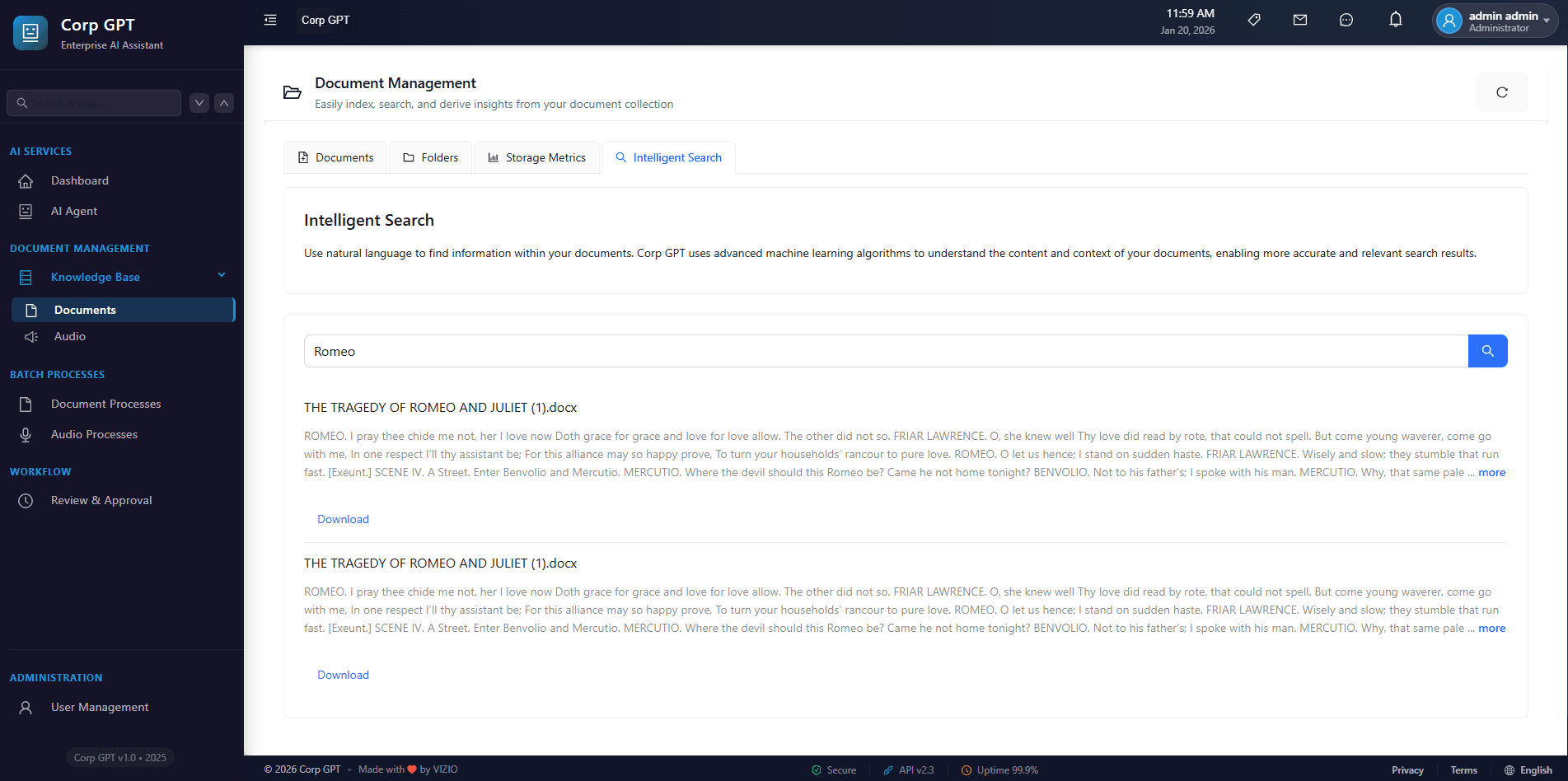 CorpGPT intelligent search - find information across all your documents instantly